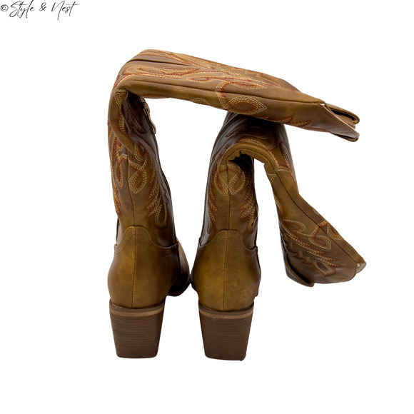 WETKISS Cowboy Boots Side Zipper Cowgirl Knee High Embroidered Knee High Size 10 - Picture 6 of 13